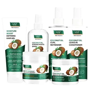 Coconut Oil Hair Care Set Curl Refresher Spray Hair Gel Conditioner Scalp Treatment Curl Defining Enhancers Activator Cream
