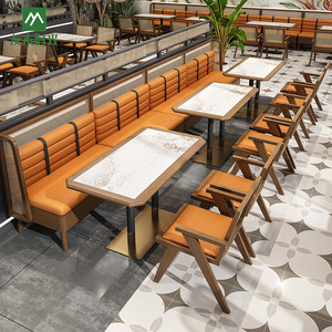 Hiện Đại Tùy Chỉnh Bằng Đá Cẩm Thạch Cafe Da Nhà Hàng Gian Hàng Chỗ Ngồi Đồ Nội Thất Bàn Ghế Đặt Cho Ăn Uống Cho Cà Phê Cửa Hàng Thương Mại - Product Image 2