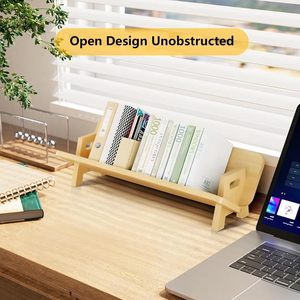 Wooden Desktop Shelf Bookend <b>Large</b> Capacity Storage Organizer For Study <b>Desk</b> Office Use - Product Image 2