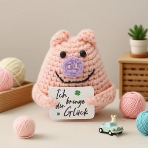 Sẵn sàng thực hiện búp bê màu hồng lợn thẻ mới cảm xúc phim hoạt hình tùy chỉnh dệt kim lợn Crochet Búp Bê Nhà Bên trang trí nội thất Quà Tặng - Product Image 3