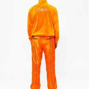 Men Polyester Jogging Suit Two Piece Set 3m Reflective Strip Velvet <b>Zip</b> <b>up</b> <b>Jackets</b> and Pants Custom Velour Tracksuit Men - Product Image 3