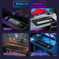 Tapis de souris RGB avec chargeur sans fil 15W à charge rapide, surface ultra-lisse antidérapante, tapis de clavier pour PC, tapis de souris pour jeux