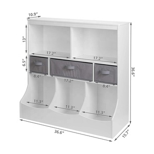 Cube de rangement de livres en bois pour meubles, organisateur de salon pour enfants, <span class=keywords><strong>blanc</strong></span> personnalisé, armoire pour enfants avec tiroir en tissu - Product Image 6