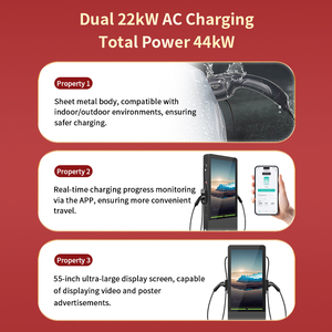 2025ใหม่ Tpye2ไฟฟ้า2*22กิโลวัตต์เอาต์พุต /gbt เครื่องชาร์จเร็ว AC แท่นชาร์จ EV พร้อมหน้าจอโฆษณา - Product Image 2