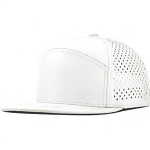 Wellprove White 6-Panel Snapback Cap Mesh Adjustable <b>Flat</b> Brim Breathable Solid Unisex Four Seasons Outdoor Casual <b>Hat</b> 100% - Product Image 1