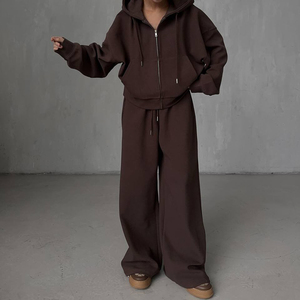 Custom French Terry Blank Zip up Hoodie Custom Logo Jogging Suit 100% Cotton Thick Tracksuits for <b>Men</b> Sweatpants and Hoodie Set - Product Image 1
