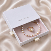 Petit MOQ, boîte à bijoux personnalisée avec logo et ensemble de sacs, emballage en papier kraft beige crème de qualité supérieure pour bague et bracelet