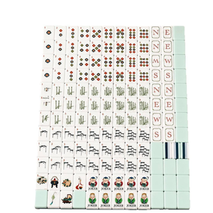 Jeu de Mahjong en plastique de style américain antique léger avec pieds pliables, tuiles de Mahjong rétro vintage, en stock - Product Image 2