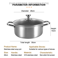 Cuisine de haute qualité cuisson antiadhésif peigne d'miel 316 soupe en acier inoxydable avec couvercle en verre