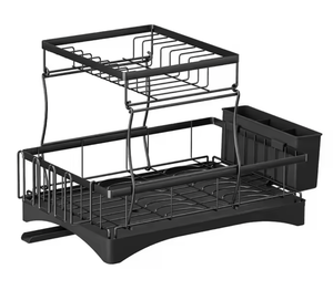 Organizador multifuncional de 2 niveles para el hogar, escurridor de platos, estante para platos, soporte de almacenamiento de acero al carbono - Product Image 1