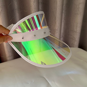 Vente en gros Visière solaire en PVC avec lumière LED <span class=keywords><strong>Casquette</strong></span> et chapeaux unisexe en PVC <span class=keywords><strong>holographique</strong></span> avec lumières LED pour fête et festival - Product Image 3