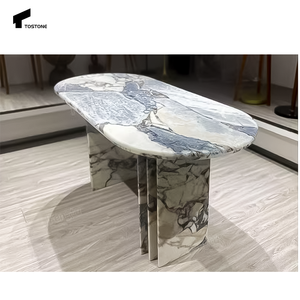 Tostone יוקרה להתאמה אישית פשטות עגול קלאקאטה השיש כחול שולחן אוכל בעיצוב חדר אוכל משפחתי עכשווי - Product Image 3