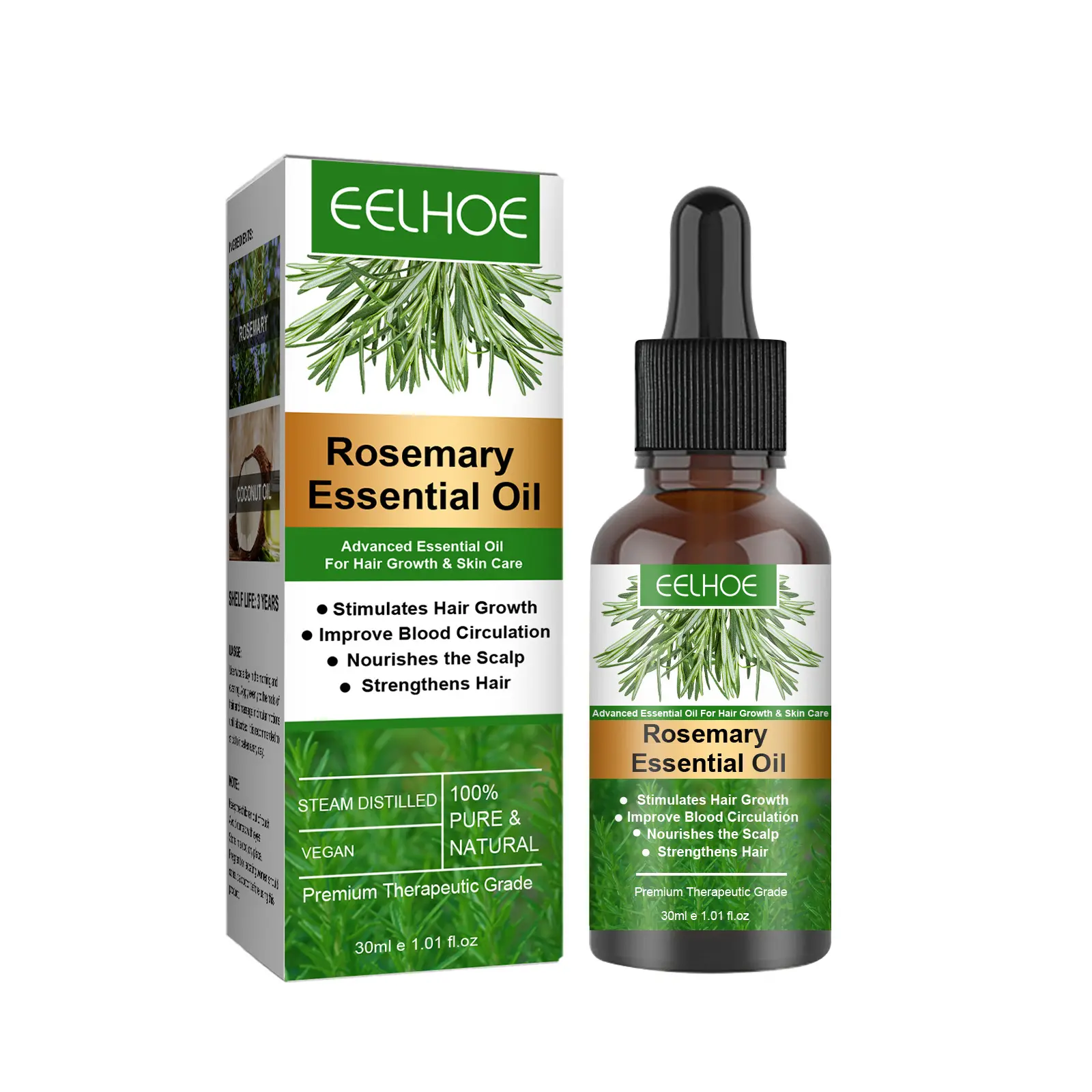 Eelhoe Organische Pure Rozemarijn Mint Extract Haar Etherische Olie Haargroei Mint Hoofdhuid Haarsterkte Serum