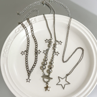3 Pcs Chaîne Layered Séparable avec Perles Étoiles Pendentif Collier pour Femmes Trendy sur le Cou Accessoires 2025 Coréen Bijoux de Mode