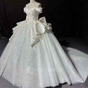 Vestido <span class=keywords><strong>de</strong></span> Novia Civil Mn303, Escote Corazón, Lentejuelas, Encaje, Espalda con Cordones, Bordado Personalizado, Detalle <span class=keywords><strong>de</strong></span> Lazo, Jancemebr - Product Image 4