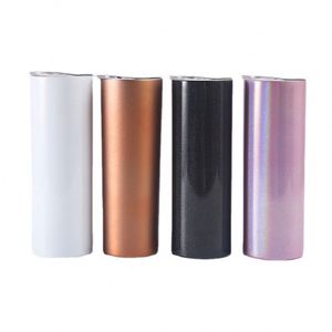 Gobelet isotherme droit et fin en acier inoxydable de 20 oz avec couvercle et paille, à sublimation à paillettes, idéal comme cadeau - Product Image 4
