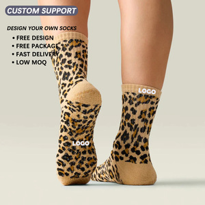 Phụ Nữ Của Pilates Crew Socks Chống-Trượt Dệt Kim Vớ Biểu Tượng Tùy Chỉnh Leopard In Yoga Grip Vớ Thể Thao - Product Image 1
