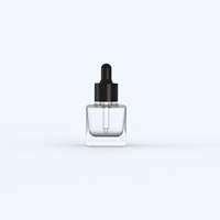 Emballage cosmétique Pipette carrée en verre transparent Bouteilles de sérum plat Flacon compte-gouttes en verre rectangle d'huile essentielle de 30ml
