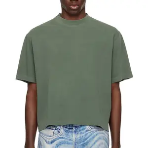 Men's Cropped T Shirt Heavyweight Oversized Custom Tshirt Printing Logo Boxy Fit Crop Blank Cotton Streetwear T Shirt For Men