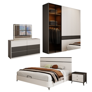 Set di Mobili Moderni di Lusso per <span class=keywords><strong>Camera</strong></span> da <span class=keywords><strong>Letto</strong></span>, <span class=keywords><strong>Letto</strong></span> King Size in Legno Classico con Ampio Spazio di Stoccaggio, Suite Principale Completa e Minimalista - Product Image 6