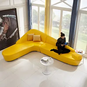 Desain kreatif Nordik ruang tamu kain kulit Sofa penampang Modern ruang tamu Set Sofa sudut bentuk L