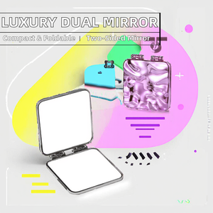 Miroir de poche compact double face pliable, miroir de maquillage de luxe double face électroplaqué, forme carrée, boîte personnalisée imprimée - Product Image 2
