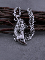 Collier Pendentif Tête d'Aigle Viking en Acier Inoxydable 316L, Mythologie Nordique, Oiseau, Amulette de Motard, Résistant au Ternissement, Prêt à Expédier (RTS)