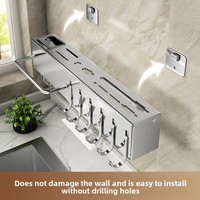 Support mural multifonctionnel en acier inoxydable épais et durable pour couteaux de cuisine, étanche et moderne