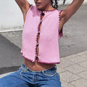 <span class=keywords><strong>H</strong></span>-02320 Nuevo Top de Manga Corta Ultra Corto con Cuello Bordado y <span class=keywords><strong>Chaleco</strong></span> a Juego - Product Image 1