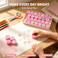 Ensemble de tampons auto-encreurs pour enfants, motifs animaux variés, tampon en plastique facile à saisir, création artistique DIY, tampons éducatifs pour l'apprentissage