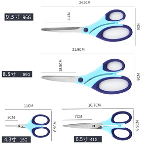 Stainless Steel Office Scissors <b>Set</b> 3 Piece Blue Straight Head For Home Craft <b>Sewing</b> Textile Use - Product Image 2