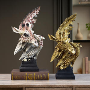 European Giraffe Head Epoxy <b>Resin</b> Artistic Sculpted Folk Art Figurine Home Living Room TV/Wine Cabinet Decoration High-end - Product Image 1