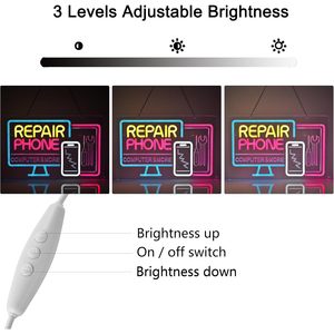 Réparation de téléphones, enseignes néon LED à intensité variable, alimentées par USB, lumière d'ambiance, décoration de vitrine, lumière indicatrice de rue, personnalisable 5V - Product Image 2