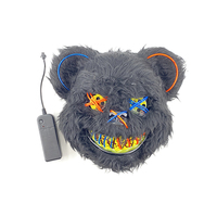 Masque d'ours noir lumineux à LED Masque de fête de mascarade néon lumineux Fournitures de cosplay pour adultes et enfants Accessoire de déguisement d'Halloween
