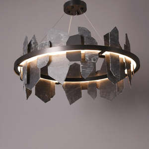 Lustre suspendu industriel vintage en fer noir pour salon, style luxe - Product Image 2