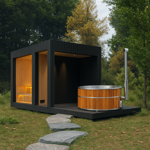 Sauna extérieur moderne et bain à remous hybride Combinaison de sauna Bien-être extérieur Salles de sauna à dosettes Fabricant OEM personnalisé Vente en gros - Product Image 1