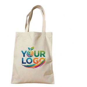 Sac fourre-tout en toile de coton écologique avec logo personnalisé, réutilisable, blanc uni, avec poignée - Product Image 1