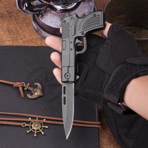 Hunting <strong>Knife</strong> Best Sell Product <strong>Pocket</strong> <strong>Gun</strong> <strong>Shaped</strong> Folding 3mm Blade Thickness Could Take Samples