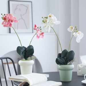 Orchidée Phalaenopsis Artificielle 49cm, Fleur en Soie Faite à la Main, Style Minimaliste, Décoration de Mariage, Plante Artificielle en Pot - Product Image 3