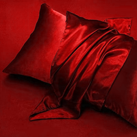 Ensemble de literie en satin de soie pure de luxe 4 pièces Style simple Taie d'oreiller tissée Housse de couette Draps - Motif uni