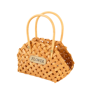 Cesta de Almacenamiento Tejida con Asa y Cinta, Cestas de Flores para Niña de las Flores, Cesta de Flores de Ratán para Decoración del Hogar y Jardín - Product Image 6