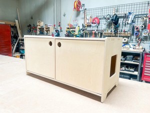 Meuble moderne double pour litière, en bois de la Baltique, pour plusieurs chats, meuble dissimulé pour animaux de compagnie, support TV, rangement et contrôle des odeurs pour la maison, OEM - Product Image 4