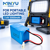 MINYU OEM 7.4V 5000mAh 37Wh 18650 Paket Baterai Li Ion Isi Ulang dengan Konektor 2 Pin untuk Lampu LED Speaker Printer Robot