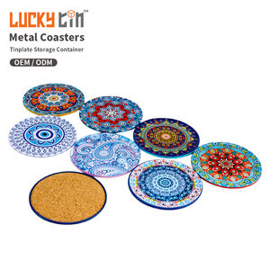 Custom Round Shape Metal <span class=keywords><strong>Mug</strong></span> Coaster Box Cerveja Promoções Pubs Restaurantes Presente Turista Lembranças Pretty Coaster <span class=keywords><strong>Tin</strong></span> Can - Product Image 1