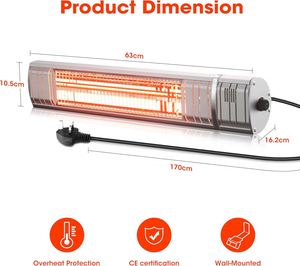 Calentador Exterior Infrarrojo Impermeable con Control Remoto e Iluminación 1200W/1500W Controlado por Aplicación - Product Image 3