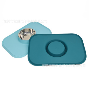 Pet Feeding Bowl 395x260x40mm Stainless Steel With Silicone Mat For Dog <b>Cat</b> Multi Functional <b>Feeder</b> - Product Image 2