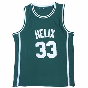 China Leverancier Basketbal Jersey Helix #33 Bill Walton Middelbare School Groen Gestikte Basketbal Truien