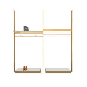 Exhibidor de Ropa para Hombre, Diseño Dorado, Mueble de Acero Inoxidable, Columna Superior de Pared, Estante Simple para Tienda de Ropa - Product Image 6