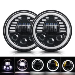 7 pouces 90W rond DRL LED projecteur conduite lampe feux de croisement <span class=keywords><strong>moto</strong></span> phare voiture accessoires Para Motos - Product Image 3