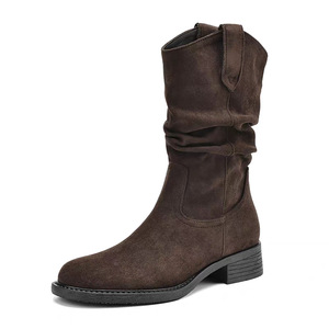 Botas de cuero de diseñador de lujo para mujer en primavera y otoño, nuevas botas cortas de nieve de tela vaquera de alta calidad de diseñador - Product Image 4